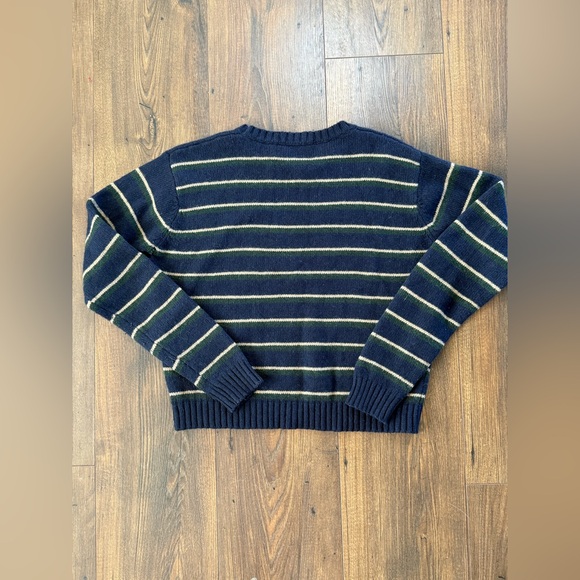 Brandy Melville Navy and Green Striped Sweater - Picture 4 of 5
